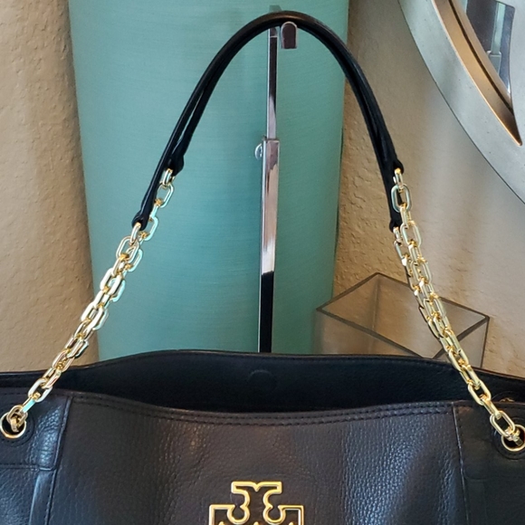 Tory Burch Small Britten Slouchy Tote - Black - Picture 3 of 11